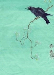 Raven on Plum Branch - SOLD